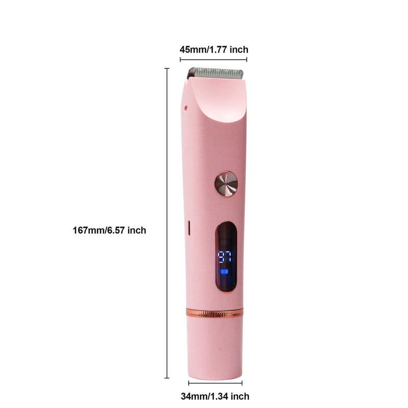 2025 Upgraded Bikini Trimmer for Women & 2 in 1 Dermave Bikini Shaver with LCD Display, Dual Head Cordless Electric Shaver, IPX7 Waterproof Wet/Dry Body Hair Trimmer for Face Body Intimate Areas,Pink