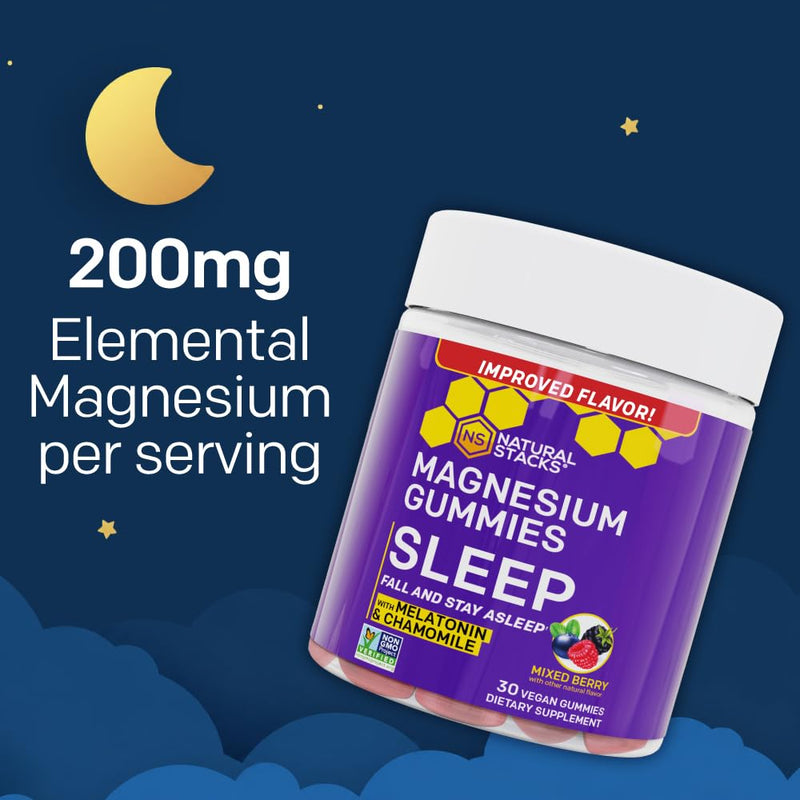 NATURAL STACKS Dopamine Brain Food + Sleep Magnesium Gummies Bundle - Supports Mental Drive & Sleep* - 90 Total Pieces