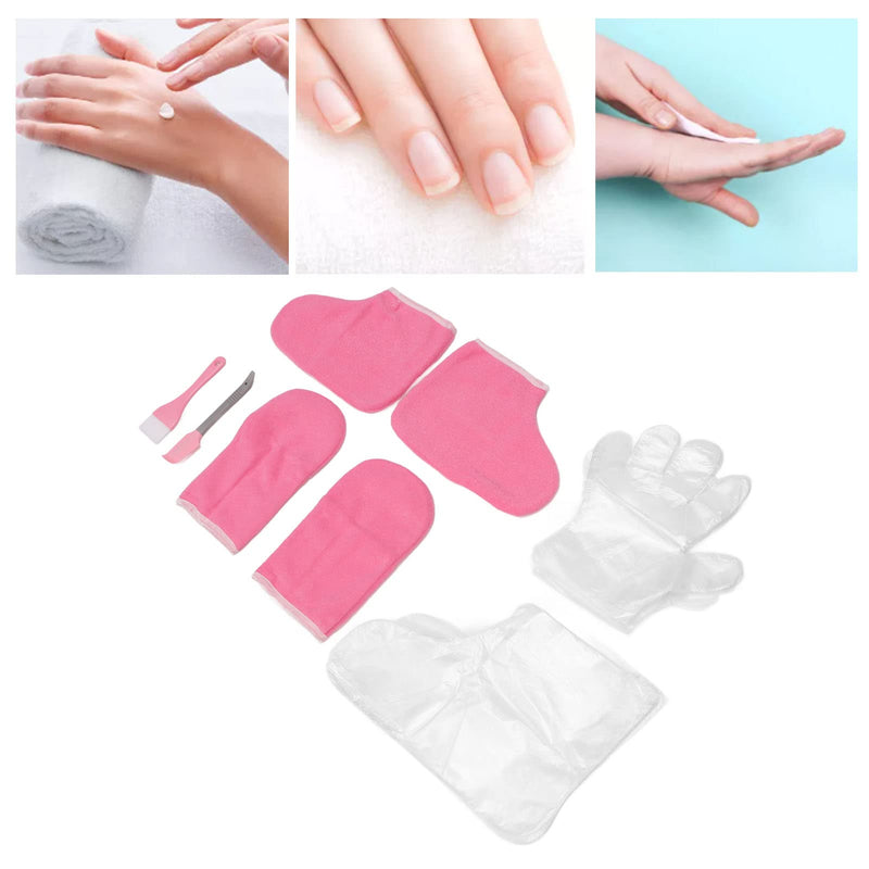 [Australia] - Wax Hand Foot Liners, Spa Care Gloves Socks Set Paraffin Bat Kit Paraffin Flannel Keep Warm Gloves Wax Mitts Foot Liners Wax Brush Wax Shovel for Skin Care 
