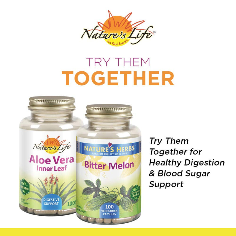 [Australia] - Nature's Life Aloe Vera Inner Leaf | Skin Health, Digestive Support & Regularity Formula | with Fennel | Non-GMO & Vegan | No Fillers | 100 Veg Caps 