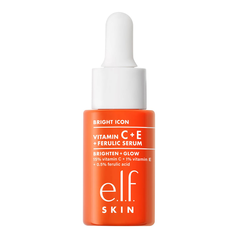 e.l.f. SKIN Bright Icon Vitamin C + E + Ferulic Face Serum Mini, Brightening & Soothing with 15% Vitamin C, Vegan & Cruelty-Free 0.5 Fl Oz (Pack of 1)
