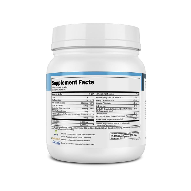 [Australia] - Transparent Labs Lean Pre-Workout - Body Recomposition Pre Workout for Men and Women with Acetyl L-Carnitine, Beta Alanine Powder, & PurCaf Organic Caffeine Powder - 30 Servings, Strawberry Lemonade 