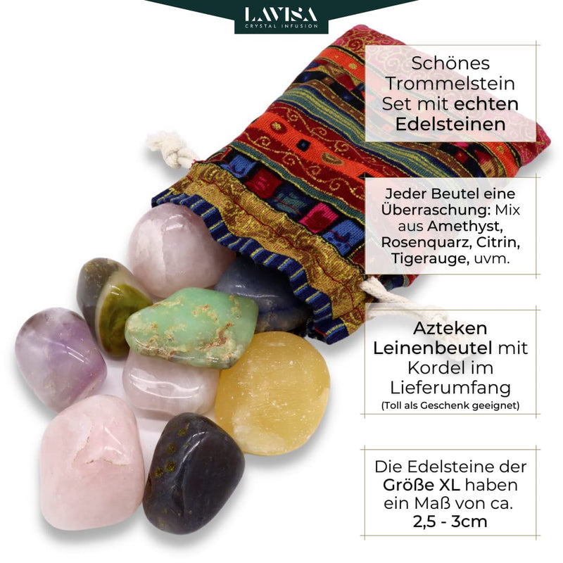 [Australia] - LAVISA tumbled stones healing stones semi-precious stone mixture | Gemstones crystals for water treatment | 100% natural stones mineral stones | Gemstone water (XL 150 grams) XL 150g 