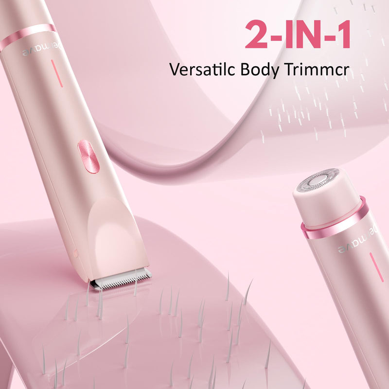 Bikini Shaver, Women's 2-in-1 Anti-Scratch Dual-Head Electric Shaver, Ipx7 Waterproof, Painless Trimmer, Safe and Gentle, Wet and Dry, Efficient Cleaning, Fashionable Care Gift (Pink) Pink