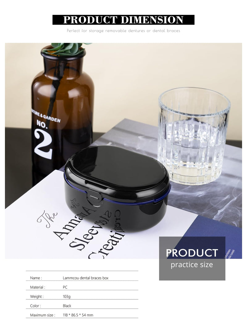 [Australia] - Lammcou Braces box, portable, denture container, denture box, dentures container box with mirror and tools for dental splints, braces, sports mouth guard, dentures, cleaning and storage 