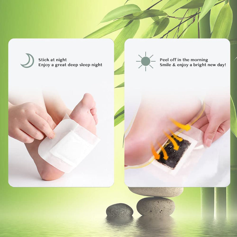 [Australia] - Lymphatic Drainage Ginger Foot Pads 50 Pads - Ginger Oil Foot Patches Deep Cleansing Sleep Aids Relieve Stress and Fatigue Improve Sleep Quality 