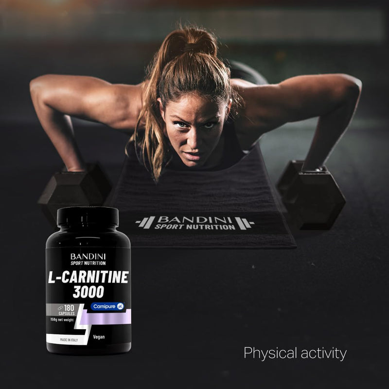 Bandini® L-Carnitine 3000, 180 Capsules with High Dose Carnipure®, L Carnitine Tartrate Sports Supplement 100% Vegan, High Strength, Absorption and Bioavailability, Carnitin for Men & Women, Non GMO