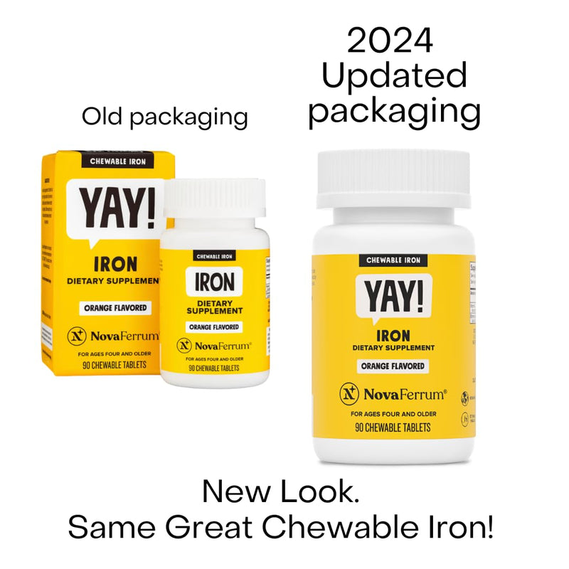 [Australia] - NovaFerrum Yay | Chewable Iron Supplement for Kids & Adults for Anemia | 18mg of Iron | 90 Servings | Sugar Free | Vegan | Gluten Free | Orange Flavor 