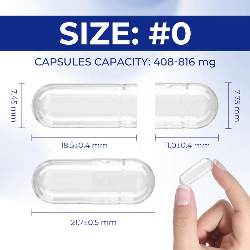 Empty Vegan Separated Capsules Size 0,1000 Count Empty Premium Veggie Capsules Separated, Empty Pill Clear for Vegetarian DIY Supplements