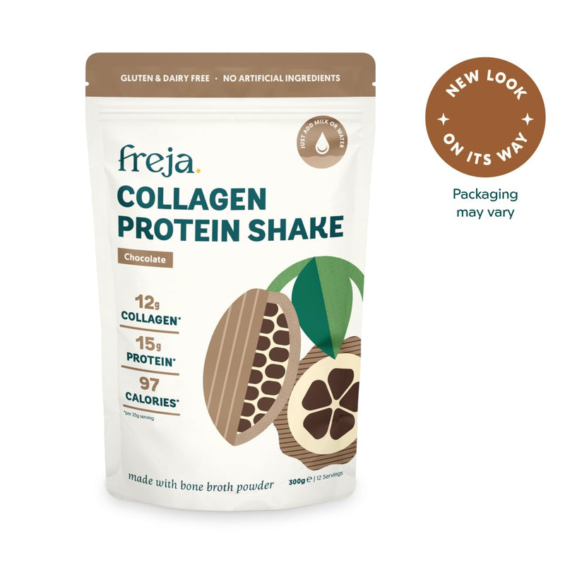 Freja Collagen Protein Shake, Chocolate, 300g | Natural Bone Broth Powder, Dairy Free, Gluten Free, 12 Servings