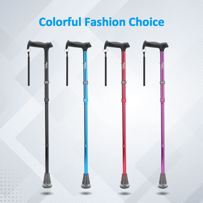 [Australia] - All Terrain Walking Cane for Men & Women, Lightweight, Foldable, Adjustable, Shock Absorption, Collapsible, Air Cushion Cane Tip Walking Stick for Seniors & Adults Original Black 