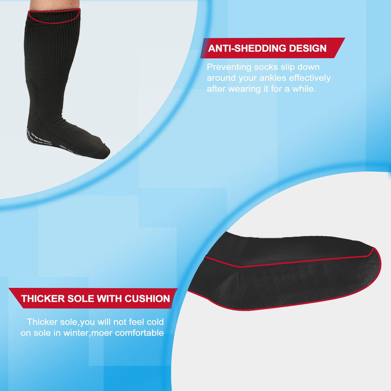 [Australia] - Extra Width Diabetic Socks Men Women-4 Pairs Wide Edema Sock for Swollen Feet,Non Slip Cast Bariatric Socks 13-15 Black 