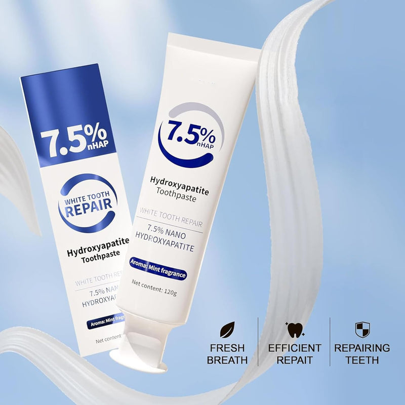[Australia] - 3 Pcs 7.5% Hydroxyapatite Toothpastes for Enamel Protection and Tooth Strengthening, Stain Removal, Whitening Tooth, Gentle Mint, Fresh Breath, Daily Use for Oral Health 