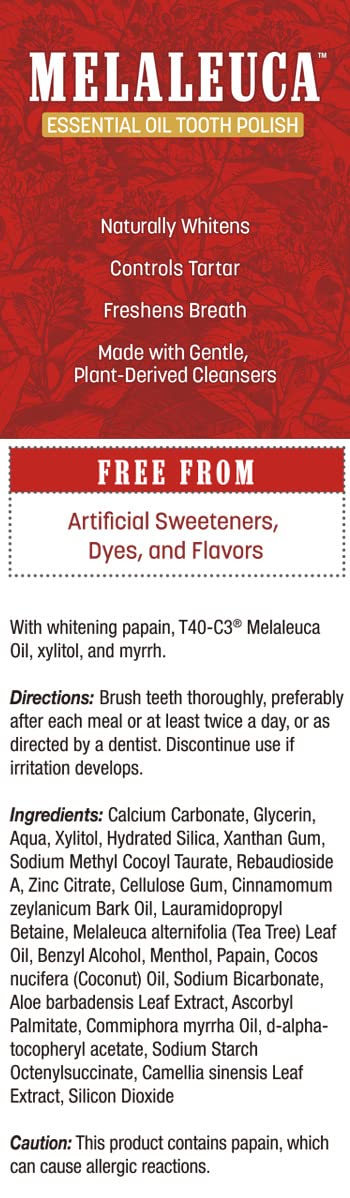 [Australia] - Melaleuca Essential Oil Tooth Polish – Cinnamon Fluoride-Free Formula, 3.3 oz with Free Tube Squeezer 