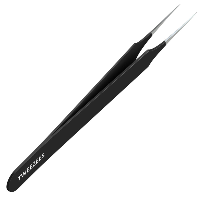 Ingrown Hair Tweezers | Pointed Tip | 5 Pack | Black | Precision Stainless Steel | Extra Sharp and Perfectly Aligned for Ingrown Hair Treatment & Splinter Removal For Men and Women | By Tweezees