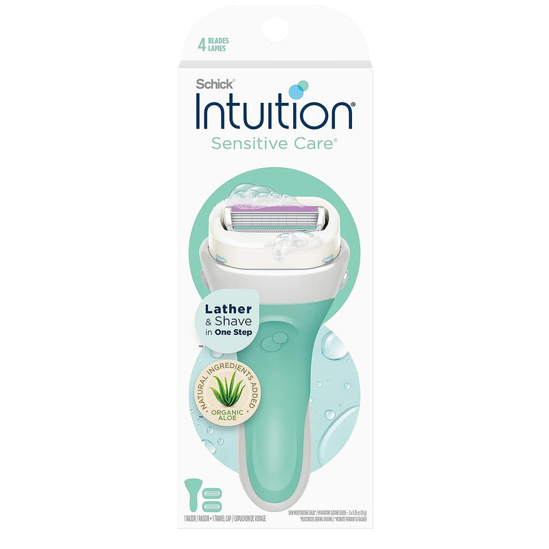 Schick Intuition Razors for Women with Sensitive Skin | 1 Razor & 2 Intuition Razor Blades Refill with Organic Aloe 1 Count (Pack of 1)