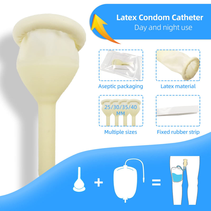 [Australia] - 30 PCS Latex Condom Catheter External Self-Sealing Set, Easy Donning, Day and Night Use Quick and Easy Drainage, No Reflux, No Leakage (30pcs/25mm/0.98inch) 30pcs/25mm/0.98 Inch 