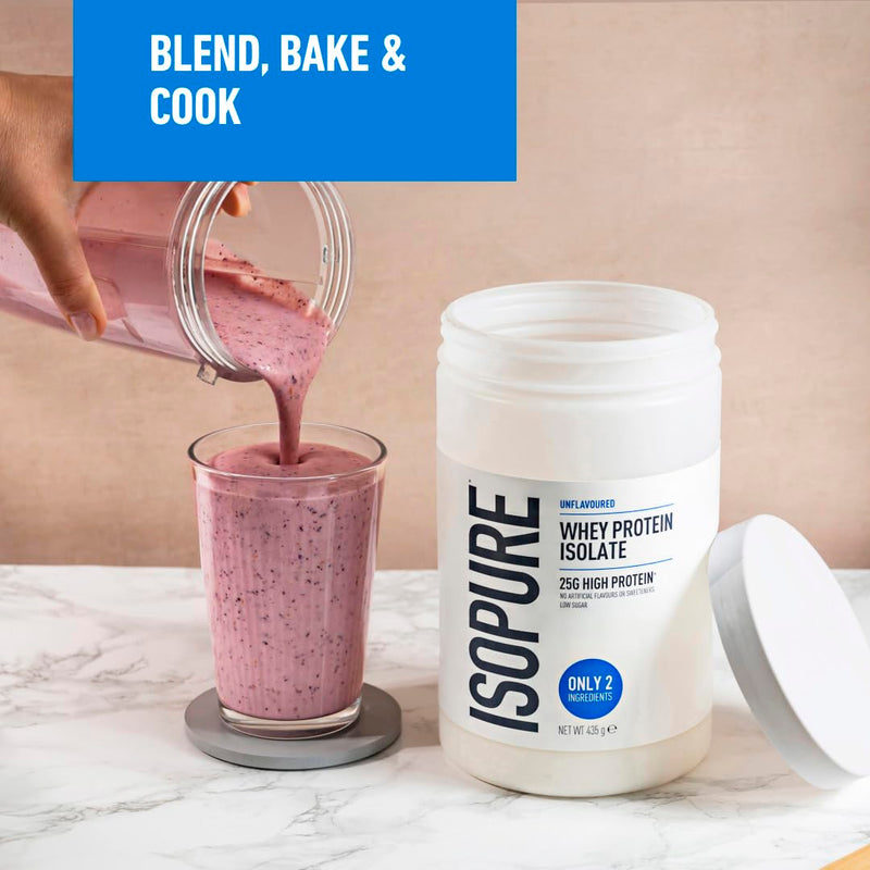 Isopure Unflavoured Whey Protein Isolate Powder, High in Protein with 25 g per Serve, Low in Sugar, No Artificial Flavours or Sweeteners, Made with Only 2 Ingredients, 435 g