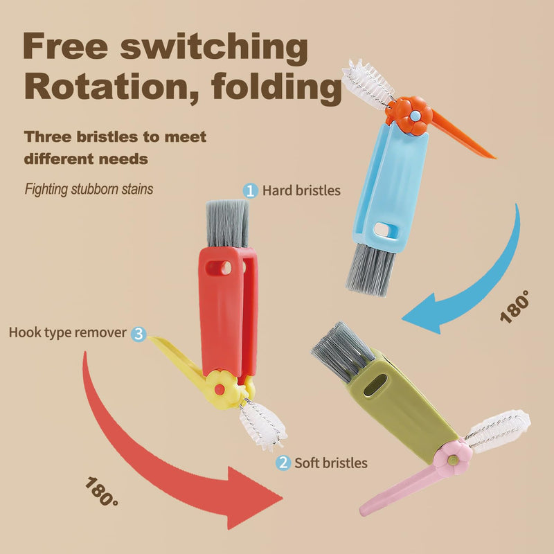 [Australia] - 3 in 1 Cup Lid Gap Cleaning Brush Set, Bottle Cleaning Brush Multifunctional Bottle Cleaner Brush Home Kitchen Cleaning Tools, 3PCS 3pcs Mix 