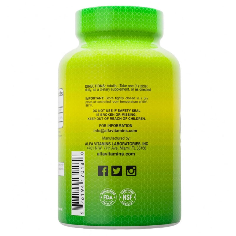 ALFA VITAMINS Folic Acid 800 mcg Prenatal Supplement, Supports Cardiovascular Health, Body & Brain Functions, Red Blood Cell Formation & Healthy Fetal Development, Dietary Supplement, 100 Tablets