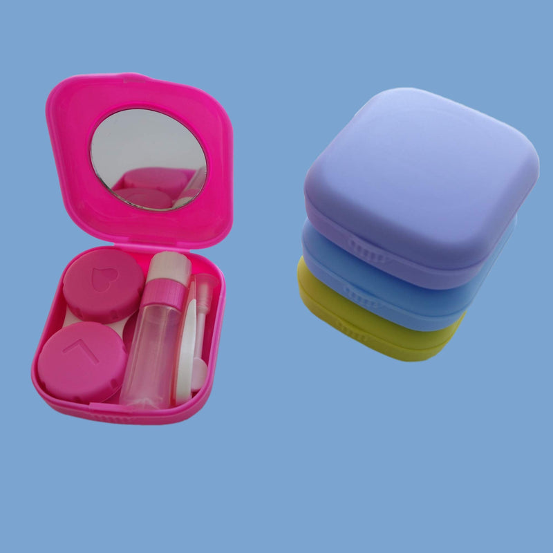[Australia] - 4 Pack Colorful Contact Lens Case Kit with Mirror Durable, Compact, Portable Soak Storage Kit 