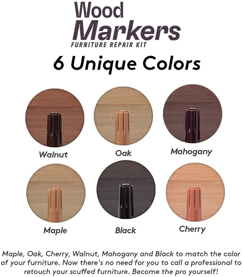 [Australia] - Katzco Furniture Repair Kit Wood Markers - Set of 13 - Markers and Wax Sticks with Sharpener - for Stains, Scratches, Floors, Tables, Desks, Carpenters, Bedposts, Touch-Ups, Cover-Ups, Molding Repair 