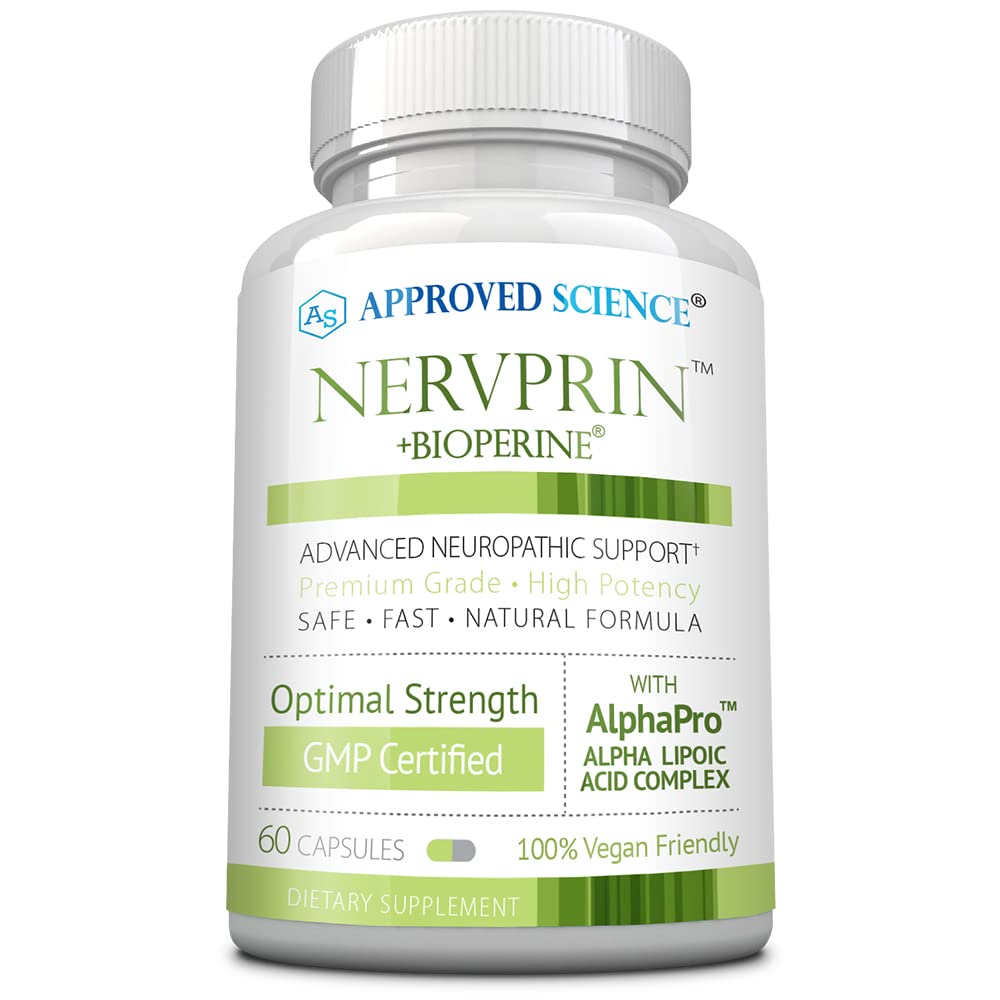 Approved Science Nervprin - Nerve Support - Benfotiamine, B12, R-Alpha-Lipoic Acid, Corydalis, Boswellia, BioPerine - 60 Capsules - Made in The USA 60 Count (Pack of 1)