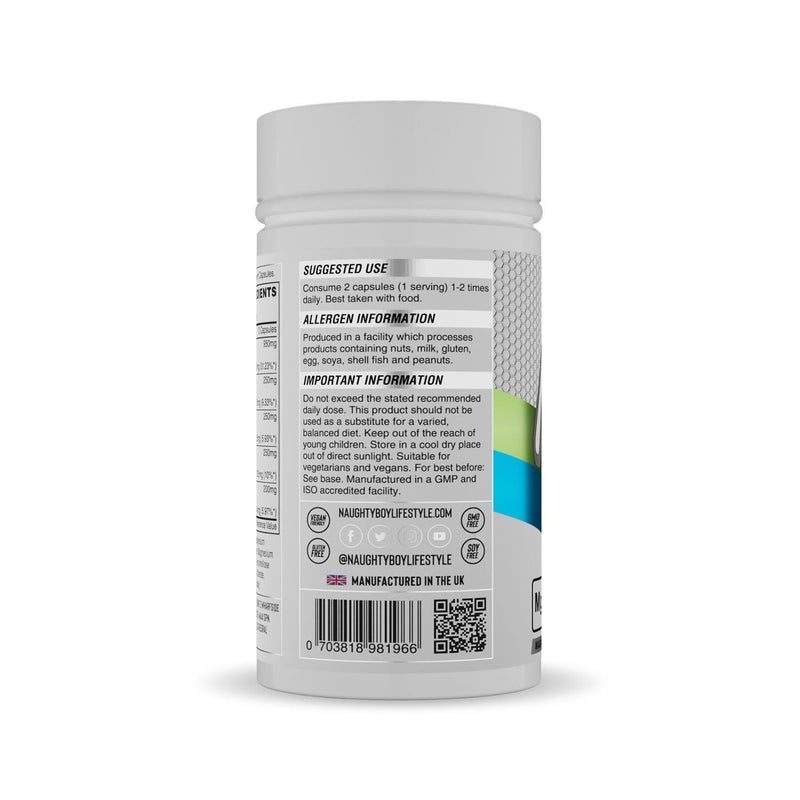 NaughtyBoy MGUltra - 60 Serving,Magnesium Complex, 950mg Blend with Bisglycinate, Taurate, Malate & Citrate,Essential Everyday Supplement