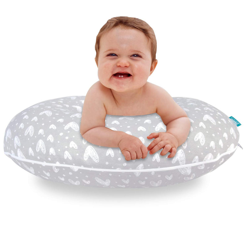 [Australia] - Nursing Pillow Cover 2 Pack Compatible with Boppy Pillow, 100% Jersey Cotton with Large Zipper Super Soft & Breathable & Skin Friendly for Moms/Kids, Grey & White 