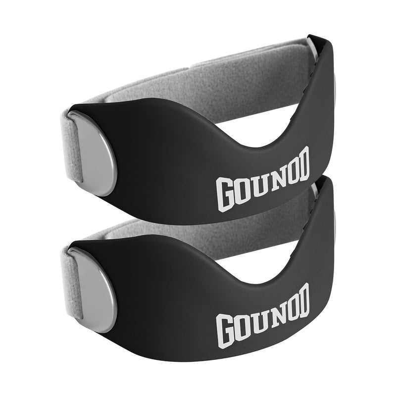 [Australia] - GOUNOD Silicone Patellar Tendon Support Strap 2 Pack,Knee Strap for Knee Pain Relief,Patella Band for Basketball, Jumpers Knee, Tendonitis, Running, Hiking, Soccer, Osgood Schlatter（Black-Grey） Black 