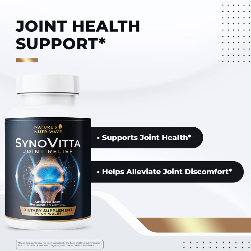 SynoVitta – MSM, Glucosamine, Turmeric & Boswellia – 1 Month Supply | MSM, Glucosamine, Turmeric & Boswellia | Non-GMO, Made in USA | Easy-to-swallow daily capsule 60 Count (Pack of 1)