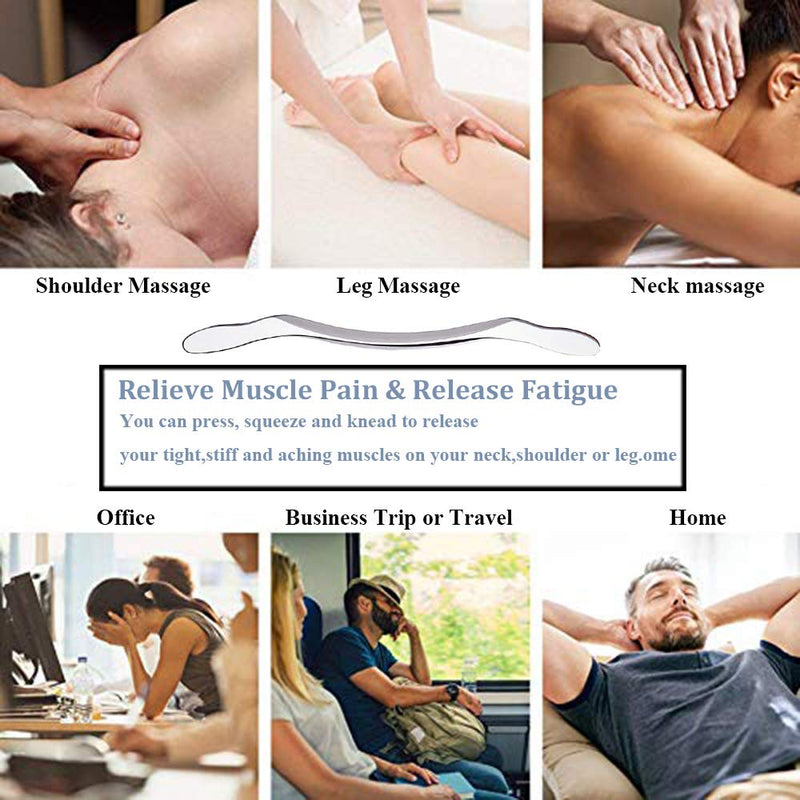 [Australia] - Stainless Steel Gua Sha Scraping Massage Tool - Help Relieve Sore Muscles Great Soft Tissue Mobilization Tool (Long Bar) Modern 
