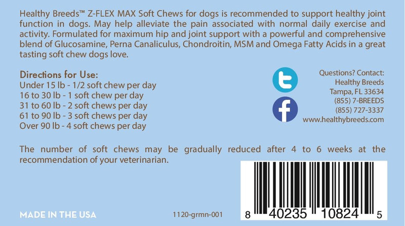 Healthy Breeds German Shepherd Z-Flex Max Hip and Joint Soft Chews 50 Count - PawsPlanet Australia