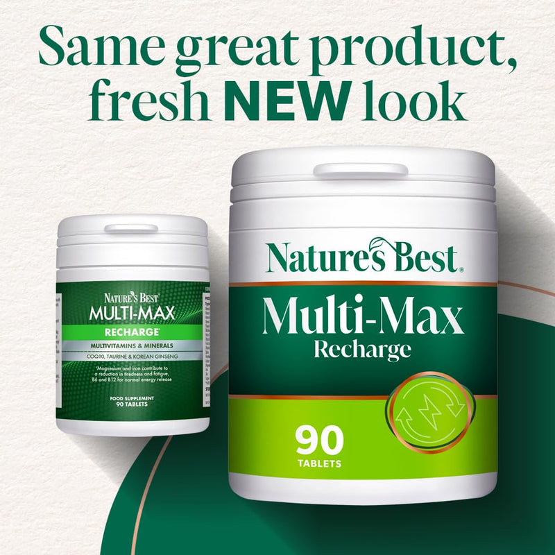 Nature's Best Multi-Max Recharge Multivitamin - with Vitamin B, C and Zinc - Energy & Immune Support - UK Made - 90 Tablets (1 Month's Supply)