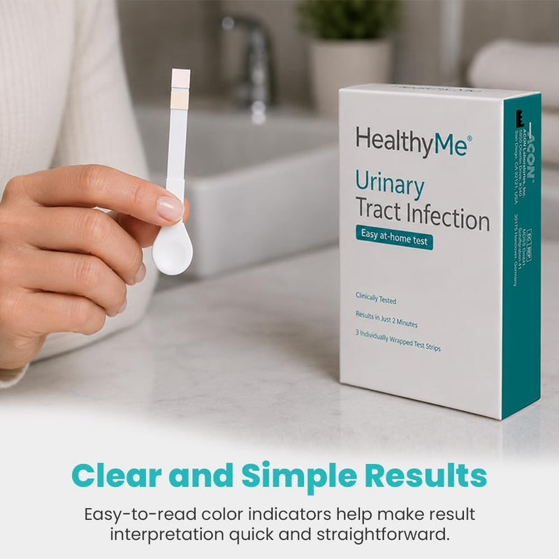 HealthyMe Urinary Tract Infection (UTI) Test Strips | 3 Individually Pouched, Self-Testing Strips, Accurate, Easy to Read, Results in 2 Minutes, Clinically Tested