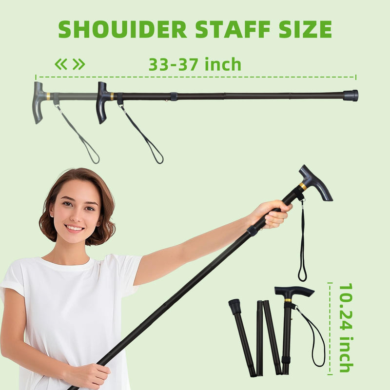 [Australia] - Shoulder Pulley for Physical Therapy, Foldable Shoulder Wand Rotator Cuff Rehab ‚Äì Portable & Shoulder Reliever with Hook, Lightweight Stretching Tool ‚Äì Durable Shoulder Exercise Equipment (Black) Black 