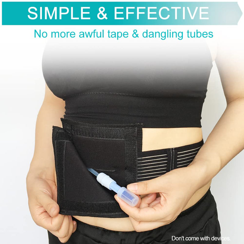 [Australia] - Breathable G Tube Holder Belt Large Square Sponge Feeding Tube Pouch for Gastrostomy J Peg Peritoneal Dialysis PD Peritoneal Dialysis Catheter Accessories Women Men Black Medium 