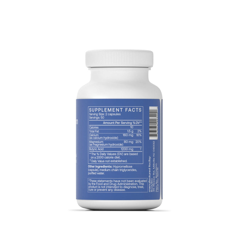 [Australia] - BodyBio Butyrate - Postbiotic for Gut Health, Digestive Support, Bloat, Gas & Constipation Relief, Leaky Gut Repair - Calcium, Magnesium + Butyric Acid Supplement for GI Wellness 100 Count (Pack of 1) 