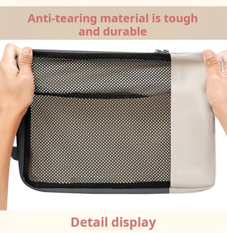 6 Set Lightweight Compression Packing Cubes with Packing List, Anti-Tearing Expandable Organizer Bags for Travel,(Beige) Beige