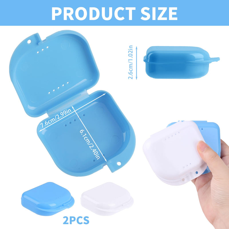 [Australia] - Pack of 2 braces box, denture box, braces box, denture box, tooth splint box, grinder splint box, for braces, sports dental equipment, dentures (blue, white) blue, white 