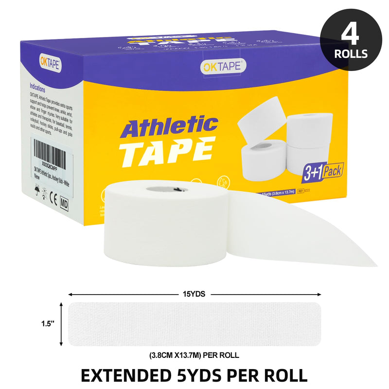[Australia] - OK TAPE Sports Tape Athletic Sports Tape (4 Rolls) 3.8 cm x 13.7 m White Tape Tearable Professional Sports Tape Sports Tape Bandage Finger Tape Blue Blue 