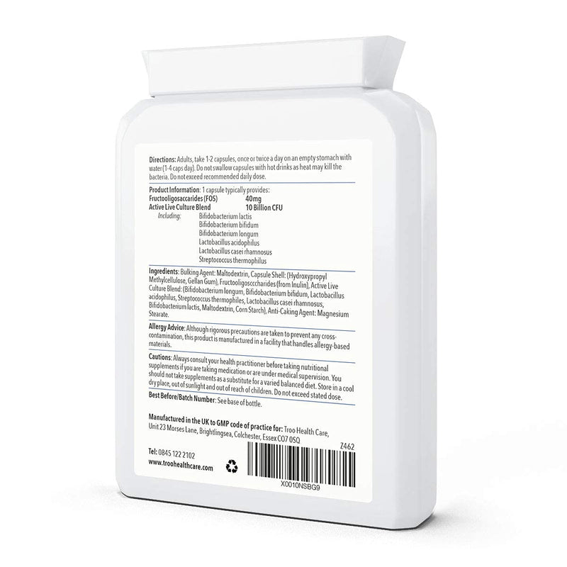 Troo Health Care Troo Acidophilus Complete Supplement - High-Strength Multi-Strain Active Live Bacteria Complex - 10 Billion CFU 60 Capsules - Suitable for Vegans