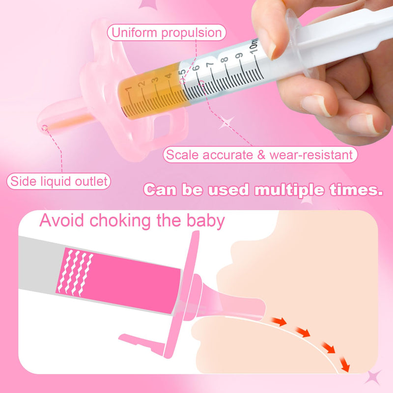 [Australia] - Baby Medicine Dispenser, Baby Medicine Syringe, 0 Months and up Baby Pacifiers, 100% Silicone Pacifiers, BPA-Free (Pink) Pink 