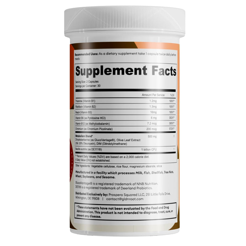 [Australia] - GLDN Berberine Advanced Absorption Formula - 200mg Dihydroberberine 5X Improved Absorption - DIM - Chromium Picolinate and DE111 Probiotics for Digestive Support - Vegan Friendly - 60 Capsules 60 Count (Pack of 1) 