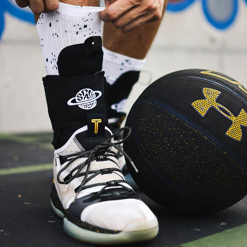 Space Brace 2.0, Quick Lace Up Ankle Brace - Single | For Basketball, Bmx, Mtb, Running and Skateboarding! Ankle Wrap for Men, Women & Children | Made for Sports | Medium