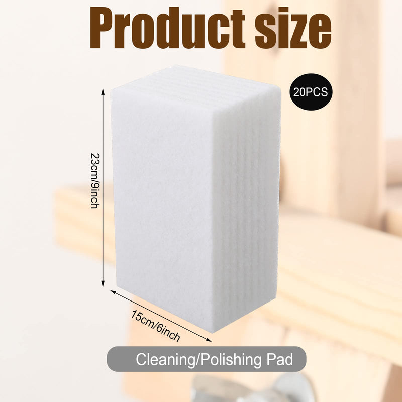 [Australia] - 20 Pieces White Scrubbing Pad Non Woven Pads Scouring Pad Non Scratch Multipurpose Scouring Sponge Abrasive Hand Pad Multi Surface Scrubber Pads for Cleaning Polishing (6 x 9 Inch) 6 x 9 Inch 
