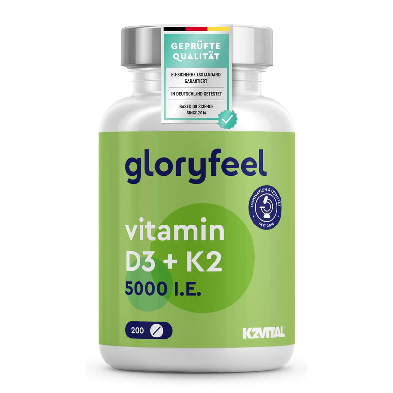 [Australia] - Vitamin D3 K2 5000 IU (2+ years) - Premium: K2VITAL® 99.7+% All-Trans - 200µg Vitamin K2 MK7 High dosage - 1 tablet/5 days - Laboratory tested, made in Germany without additives 