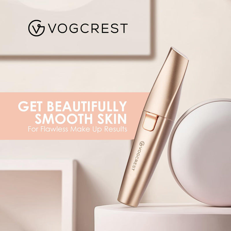 [Australia] - Eyebrow & Facial Trimmer: 2 in1 Rechargeable Facial Hair Removal & Eyebrow Shaver - Body Razor with Built-in LED Light (Rose Gold) Rose Gold 