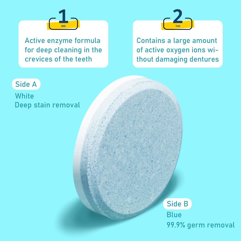 [Australia] - Retainer Cleaner & Denture Cleaning Tablets with 120 Removes Stains, Odors, and Plaque from Aligners, Mouth Guards, Night Guards, and Dental Appliances, 4-Month Supply 120 Count (2 Packs) 