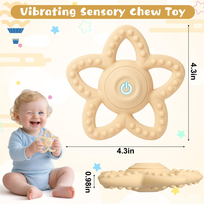 [Australia] - Mity rain Baby Teething Toys with Vibration, 3 Speed Modes, Waterproof & Easy Clean Silicone Teether for Infant Gum Relief, Autism Sensory Chew Toys for Kids Yellow 